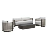 BOSTON Living Set Σαλόνι Καθιστικό Κήπου - Βεράντας Alu Ανθρακί - Μπεζ 204x73x66-72x73x66-130x70x30cm