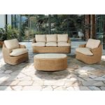 CHICAGO Set Σαλόνι Κήπου: 3θέσ +2 Πολυθρόνες+1 Τραπεζάκι ALU -Wicker Φυσικό, Μαξιλάρια Μπεζ 204x94x76-89x93x76-115x51x44cm