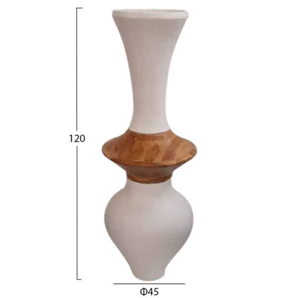 ΔΙΑΚΟΣΜΗΤΙΚΟ ΒΑΖΟ ΔΑΠΕΔΟΥ NEBULA HM4660.02S FIBER CEMENT ΛΕΥΚΟ--ΞΥΛΟ ΤΕΑΚ Φ45x120Υεκ - Image 2