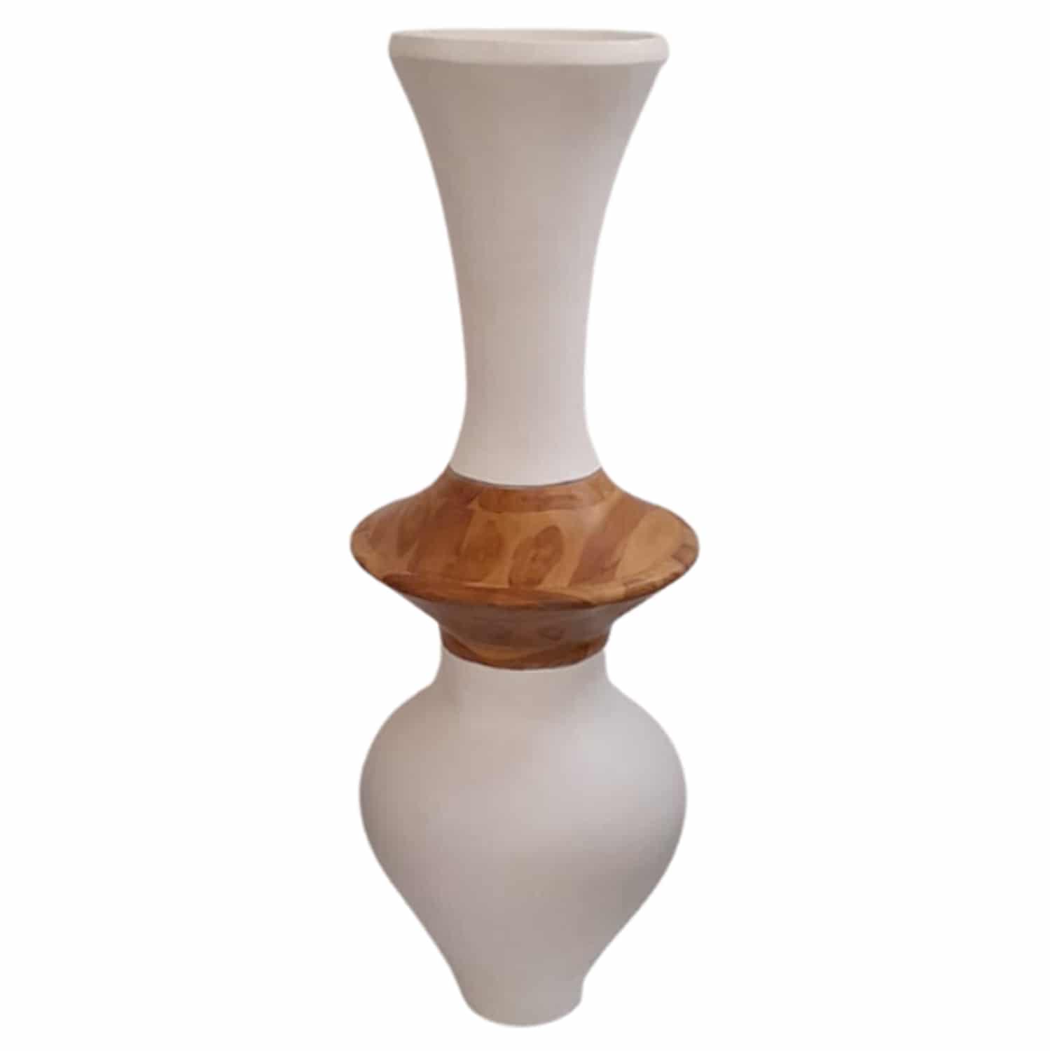 HM4660.02S ΔΙΑΚΟΣΜΗΤΙΚΟ ΒΑΖΟ ΔΑΠΕΔΟΥ NEBULA HM4660.02S FIBER CEMENT ΛΕΥΚΟ--ΞΥΛΟ ΤΕΑΚ Φ45x120Υεκ - Image 1