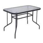 BALENO Τραπέζι Κήπου - Βεράντας, Μέταλλο Βαφή Ανθρακί, Γυαλί Tempered 110x60x71cm - Image 2