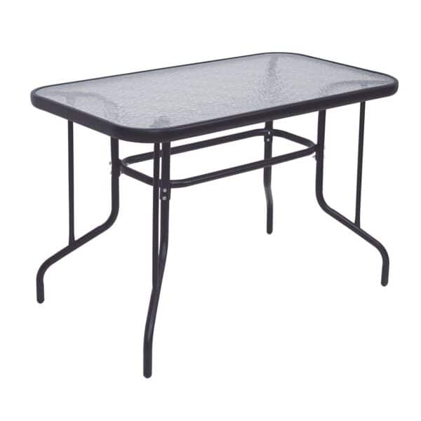 BALENO Τραπέζι Κήπου - Βεράντας, Μέταλλο Βαφή Ανθρακί, Γυαλί Tempered 110x60x71cm - Image 2