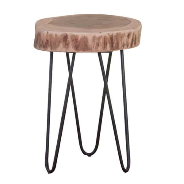 FUEGO Τραπεζάκι Σαλονιού Καθιστικού, Μέταλλο Βαφή Μαύρο, Ξύλο Ακακία Φυσικό +/-35x35x45cm - Image 2