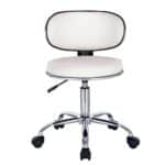 GLORY Σκαμπό με Πλάτη, Χρώμιο PU Άσπρο, Τροχήλατο, Ρύθμιση Ύψους, Περιστρεφόμενο 51x51x67/78cm - Image 3