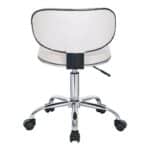 GLORY Σκαμπό με Πλάτη, Χρώμιο PU Άσπρο, Τροχήλατο, Ρύθμιση Ύψους, Περιστρεφόμενο 51x51x67/78cm - Image 5