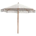 ΟΜΠΡΕΛΑ Ξύλινη - Οξιά Φ200cm, Πλεκτό Μακραμέ Μπεζ Φ200cm H2,2m (Pole Φ48mm) - Image 2