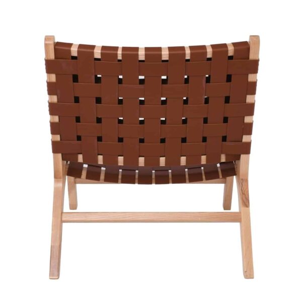 DUNE MAX Lounge Καρέκλα, Ξύλο Απόχρωση Φυσικό, Κάθισμα-Πλάτη Ιμάντες Pu Καφέ 67x78x77cm - Image 5