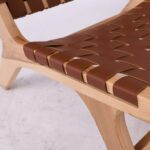 DUNE MAX Lounge Καρέκλα, Ξύλο Απόχρωση Φυσικό, Κάθισμα-Πλάτη Ιμάντες Pu Καφέ 67x78x77cm - Image 7