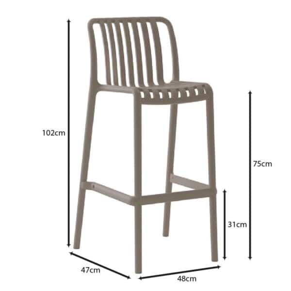 MODA Σκαμπό Bar Στοιβαζόμενο PP - UV Protection, Απόχρωση Mocha 48x47x75/102cm - Image 3