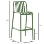 MODA Σκαμπό Bar Στοιβαζόμενο PP - UV Protection, Απόχρωση Πράσινο 48x47x75/102cm - Image 3