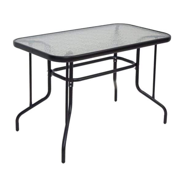 BALENO Τραπέζι Κήπου Βεράντας, Μέταλλο Βαφή Μαύρο, Γυαλί Tempered 110x60x71cm - Image 2