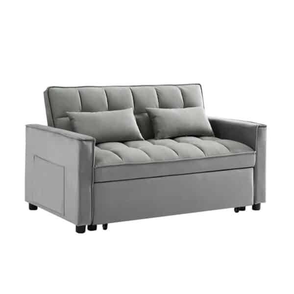 TEMPO Καναπές - Κρεβάτι, Με ανάκλιση πλάτης, Ύφασμα Velure Γκρι 140x95x80 - Κρεβάτι:120x178 cm - Image 2