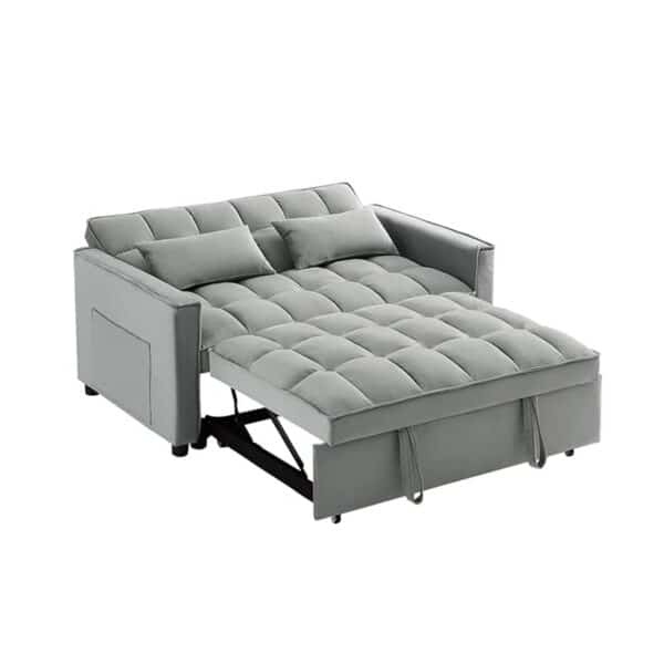 TEMPO Καναπές - Κρεβάτι, Με ανάκλιση πλάτης, Ύφασμα Velure Γκρι 140x95x80 - Κρεβάτι:120x178 cm - Image 5