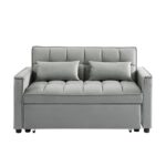 TEMPO Καναπές - Κρεβάτι, Με ανάκλιση πλάτης, Ύφασμα Velure Γκρι 140x95x80 - Κρεβάτι:120x178 cm - Image 6