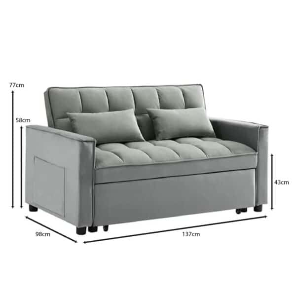 TEMPO Καναπές - Κρεβάτι, Με ανάκλιση πλάτης, Ύφασμα Velure Γκρι 140x95x80 - Κρεβάτι:120x178 cm - Image 8