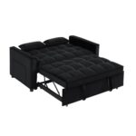 TEMPO Καναπές - Κρεβάτι, Με ανάκλιση πλάτης, Ύφασμα Velure Μαύρο 140x95x80 - Κρεβάτι:120x178 cm - Image 5