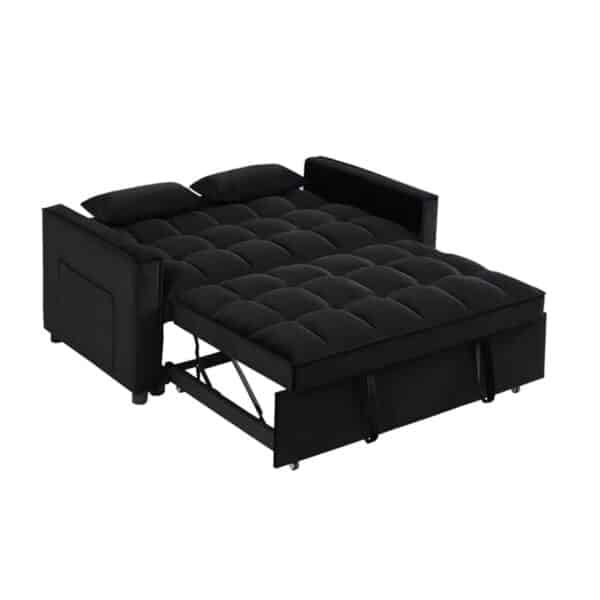 TEMPO Καναπές - Κρεβάτι, Με ανάκλιση πλάτης, Ύφασμα Velure Μαύρο 140x95x80 - Κρεβάτι:120x178 cm - Image 5