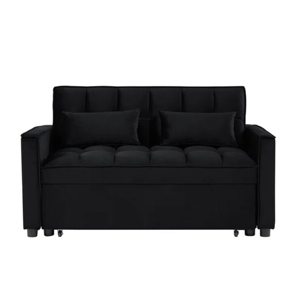 TEMPO Καναπές - Κρεβάτι, Με ανάκλιση πλάτης, Ύφασμα Velure Μαύρο 140x95x80 - Κρεβάτι:120x178 cm - Image 6