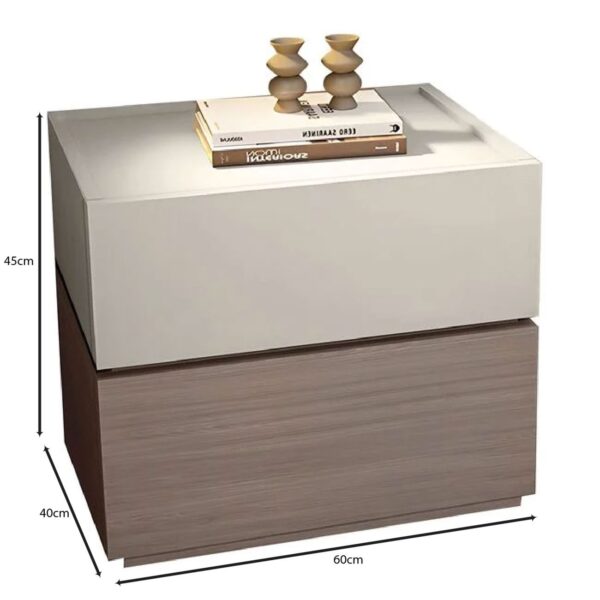 VANITY Κομοδίνο 2 Συρτάρια Αποχρώσεων Sonoma Oak & Cream, με Αποσπώμενα χρωματικά Μέρη 60x40x45cm - Image 3