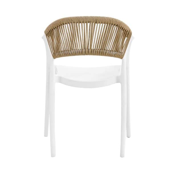 DONNA Πολυθρόνα-Pro Στοιβαζόμενη, PP-UV Άσπρο, Rope Wicker Φυσικό 57x55x79cm - Image 3