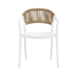 DONNA Πολυθρόνα-Pro Στοιβαζόμενη, PP-UV Άσπρο, Rope Wicker Φυσικό 57x55x79cm - Image 5