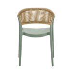 DONNA Πολυθρόνα-Pro Στοιβαζόμενη, PP-UV Πράσινο, Rope Wicker Φυσικό 57x55x79cm - Image 3