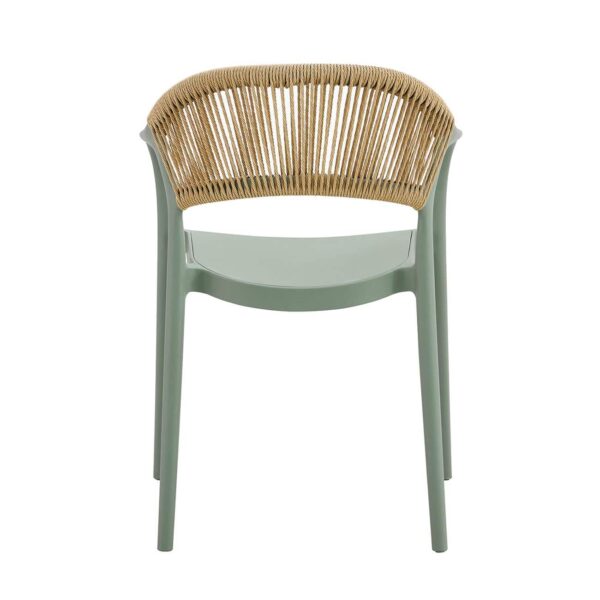 DONNA Πολυθρόνα-Pro Στοιβαζόμενη, PP-UV Πράσινο, Rope Wicker Φυσικό 57x55x79cm - Image 3