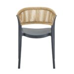 DONNA Πολυθρόνα-Pro Στοιβαζόμενη, PP-UV Ανθρακί, Rope Wicker Φυσικό 57x55x79cm - Image 3