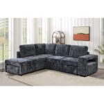 FLEXY Καναπές Δεξιά Γωνία - Κρεβάτι, με Χώρους Αποθήκευσης φωτιζόμενο, Ύφασμα Ανθρακί 250x202x87cm H.91cm - Image 2