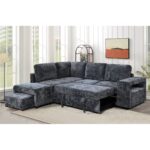 FLEXY Καναπές Δεξιά Γωνία - Κρεβάτι, με Χώρους Αποθήκευσης φωτιζόμενο, Ύφασμα Ανθρακί 250x202x87cm H.91cm - Image 3
