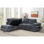 FLEXY Καναπές Δεξιά Γωνία - Κρεβάτι, με Χώρους Αποθήκευσης φωτιζόμενο, Ύφασμα Ανθρακί 250x202x87cm H.91cm - Image 4