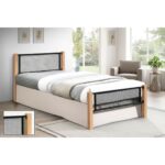 ΝΕΤ Κρεβάτι Μονό για Στρώμα 90x190cm, Μέταλλο Βαφή Μαύρο, Ξύλο Φυσικό 95x200x81cm(Στρώμα 90x190)cm - Image 2