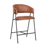 ALFRED Σκαμπό BAR Μέταλλο Βαφή Μαύρο, PU Camel 58x53x66/96cm - Image 2