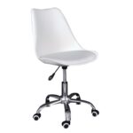 MARTIN-W Καρέκλα Γραφείου, Βάση Χρώμιο, PP & Pu Άσπρο, Μονταρισμένη Ταπετσαρία 56x56x79/91cm - Image 2