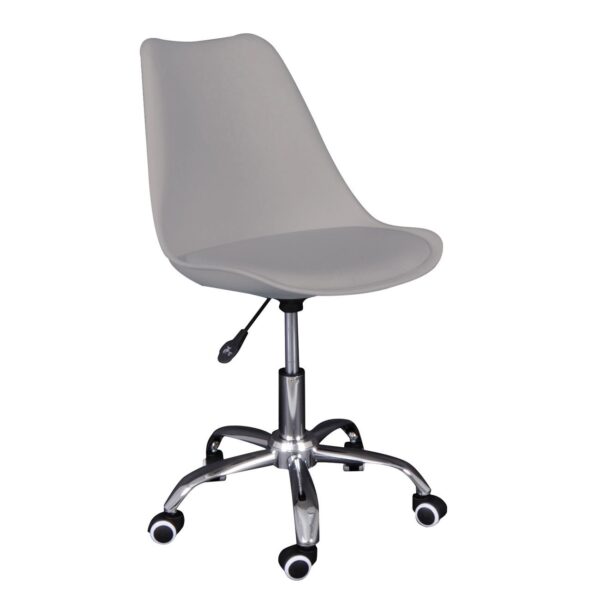 MARTIN-W Καρέκλα Γραφείου, Βάση Χρώμιο, PP & Pu Γκρι, Μονταρισμένη Ταπετσαρία 56x56x79/91cm - Image 2