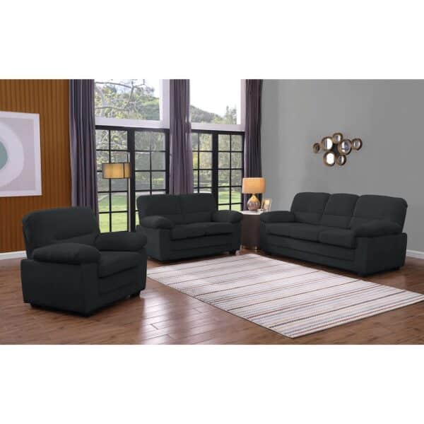 VEGAS Set Σαλόνι - Καθιστικό Πολυθρόνα-2Θέσιος-3Θέσιος, Ύφασμα Κοτλέ Σκούρο Γκρι 100x98/154x98/204x98 x H100cm - Image 2