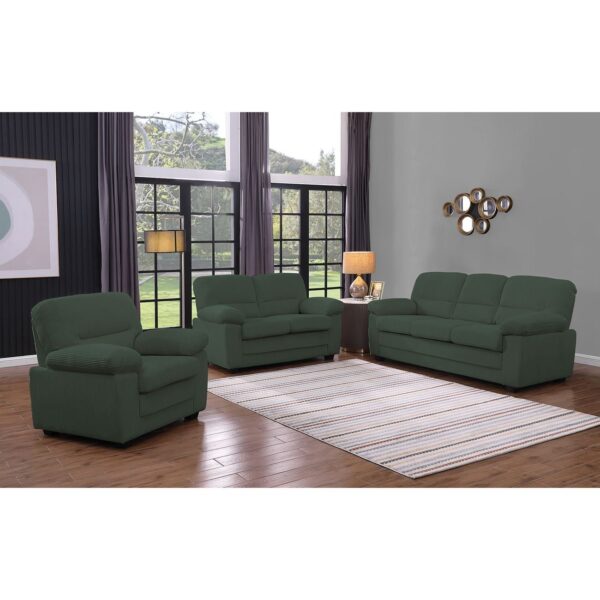 VEGAS Set Σαλόνι - Καθιστικό Πολυθρόνα-2Θέσιος-3Θέσιος, Ύφασμα Κοτλέ Forest Green 100x98/154x98/204x98 x H100cm - Image 2