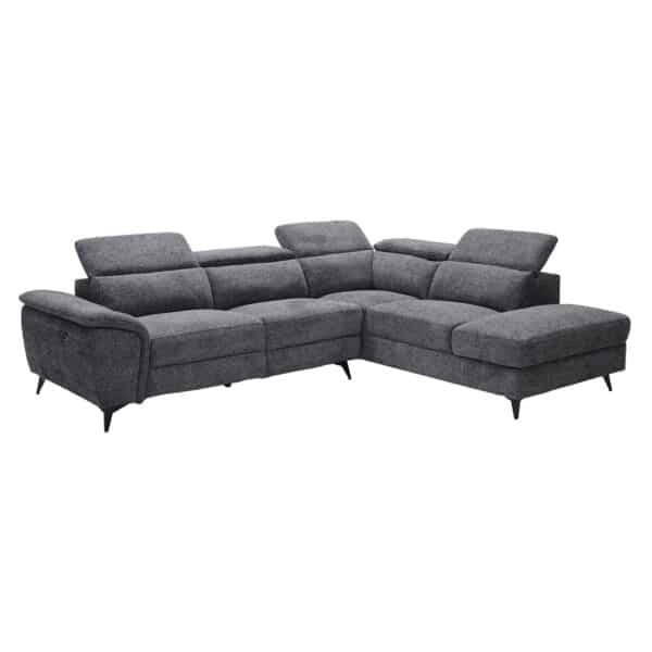 ROMEO Καναπές-Relax, Αριστερή Γωνία,Ύφασμα Γκρι, Αποθ.χώρος, Μία θέση με ηλεκτρική ανάκληση 284x224x76cm - Image 2