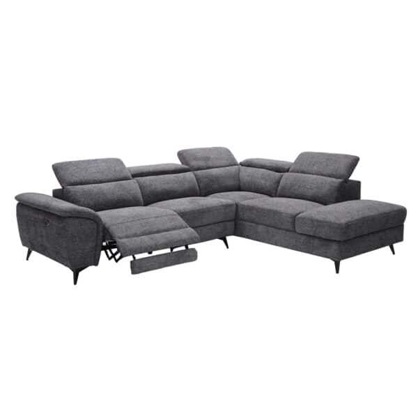 ROMEO Καναπές-Relax, Αριστερή Γωνία,Ύφασμα Γκρι, Αποθ.χώρος, Μία θέση με ηλεκτρική ανάκληση 284x224x76cm - Image 3