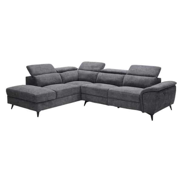 ROMEO Καναπές-Relax, Δεξιά Γωνία,Ύφασμα Γκρι, Αποθ.χώρος, Μία θέση με ηλεκτρική ανάκληση 284x224x76cm - Image 2