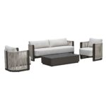 BOSTON Living Set Σαλόνι Καθιστικό Κήπου - Βεράντας Alu Ανθρακί - Μπεζ 204x73x66-72x73x66-130x70x30cm - Image 2