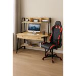 STUDENT-1 Set Γραφείο Η/Υ Sonoma - Μαύρο + Πολυθρόνα Gaming Μαύρο - Κόκκινο Desk:120x48x73 Chair:67x69x124 - Image 2