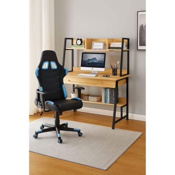 STUDENT-1 Set Γραφείο Η/Υ Sonoma - Μαύρο + Πολυθρόνα Gaming Μαύρο - Μπλε Desk:120x48x73 Chair:67x69x124 - Image 2