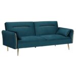 FLICK Καναπές - Κρεβάτι Σαλονιού - Καθιστικού, 3Θέσιος Ύφασμα Velure Petrol Sofa:211x87x81-Bed:185x111x40