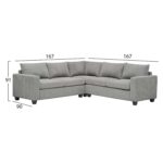 ΓΩΝΙΑΚΟΣ ΚΑΝΑΠΕΣ CALDER HM3286.01 ΓΚΡΙ ΥΦΑΣΜΑ 254x254x90x91Υεκ. - Image 2