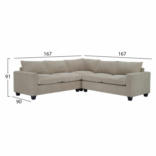 ΓΩΝΙΑΚΟΣ ΚΑΝΑΠΕΣ CALDER HM3286.03 ΜΠΕΖ ΥΦΑΣΜΑ 254x254x91Υεκ. - Image 2