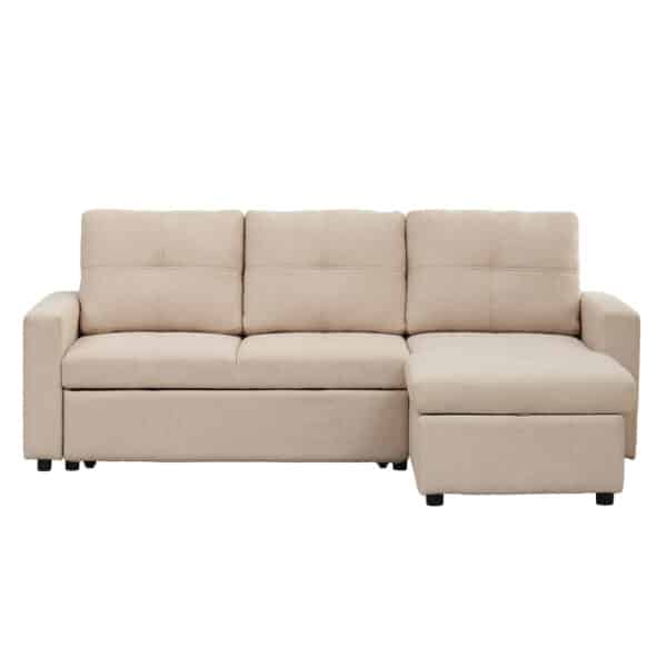 ΓΩΝΙΑΚΟΣ ΚΑΝΑΠΕΣ-ΚΡΕΒΑΤΙ ΑΝΑΣΤΡΕΨΙΜΟΣ SALINO HM3285.03 ΜΠΕΖ ΥΦΑΣΜΑ 213x132x87Yεκ - Image 3