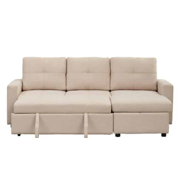 ΓΩΝΙΑΚΟΣ ΚΑΝΑΠΕΣ-ΚΡΕΒΑΤΙ ΑΝΑΣΤΡΕΨΙΜΟΣ SALINO HM3285.03 ΜΠΕΖ ΥΦΑΣΜΑ 213x132x87Yεκ - Image 4