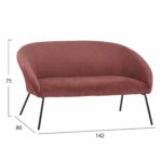 ΚΑΝΑΠΕΣ 2ΘΕΣΙΟΣ JOYCE ΒΕΛΟΥΔΟ ΣΑΠΙΟ ΜΗΛΟ ΚΑΙ ΜΕΤΑΛΛΙΚΑ ΠΟΔΙΑ 142X80X75 HM8548.02 - Image 2