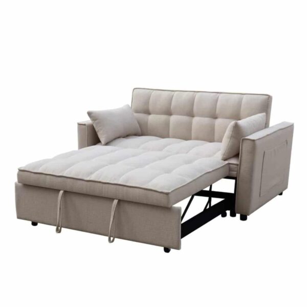 ΚΑΝΑΠΕΣ ΚΡΕΒΑΤΙ 2-ΘΕΣΙΟΣ BORG HM3289.03 ΜΠΕΖ ΥΦΑΣΜΑ 140x100x80Υεκ - Image 2